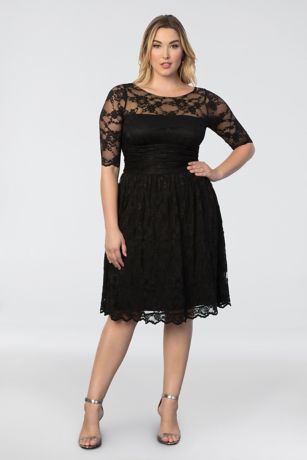 plus size black cocktail dress with sleeves