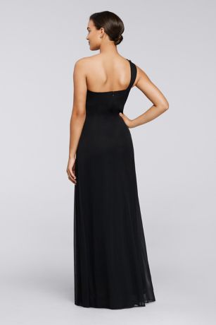david's bridal mesh one shoulder