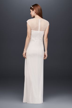 david's bridal illusion mesh with cutaway neck