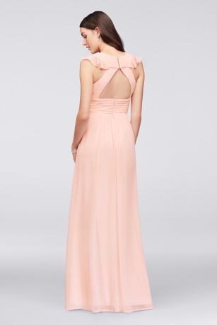 bridesmaid chiffon flutter sleeve open dress