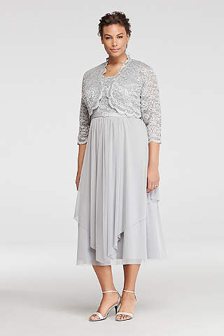Plus Size Mother of the Bride Dresses Tea Length