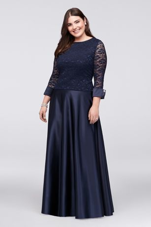 dress plus piece satin sleeve lace dresses mother bride davidsbridal