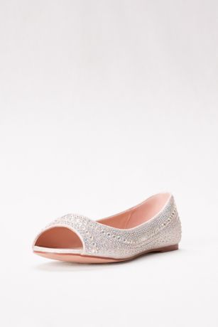 metallic peep toe flats