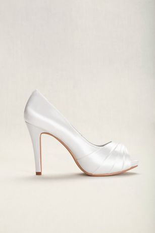 Bea Satin Dyeable High Heel Peep-Toe Pump | David's Bridal
