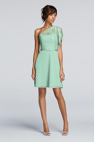 David's Bridal One Shoulder Bridesmaid Dress