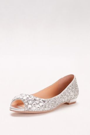 peep toe sparkly flats