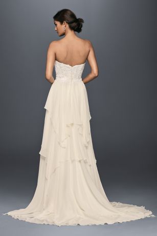 Chiffon Wedding Dress With Illusion Lace Sleeves Davids Bridal