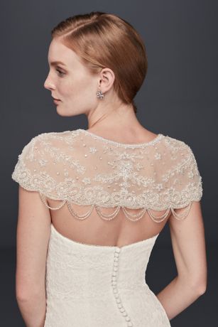 Beaded Net Cap Sleeve Topper Davids Bridal