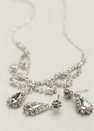 Gold Necklace with Colored Stone Detail and Bow Davids Bridal