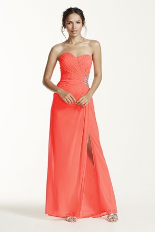 coral strapless dress