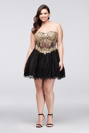 black and gold cocktail dress plus size