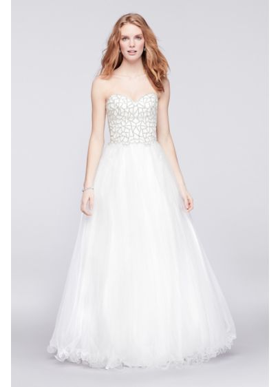 Tulle Ball Gown with Web-Beaded Bodice - Davids Bridal
