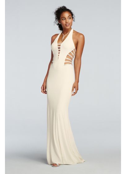fitted halter prom dress