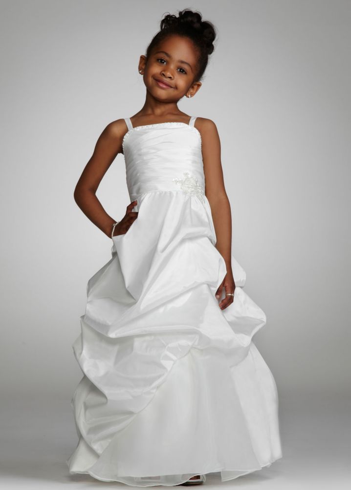 David's Bridal Taffeta PickUp Ball Gown with Organza Underlay Style