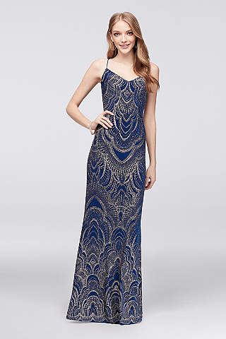 Blue and Gold Prom Dress