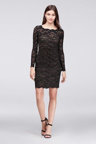 black lace long sleeve cocktail dress