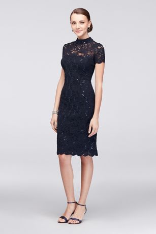 high neck cocktail dress with sleeves