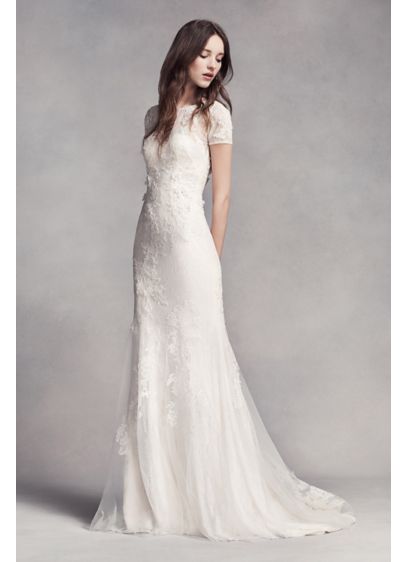 White by Vera Wang Cap Sleeve Petite Wedding Dress | David ...