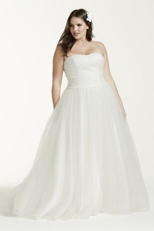 Ruched Bodice Tulle Plus Size Wedding Dress - Davids Bridal