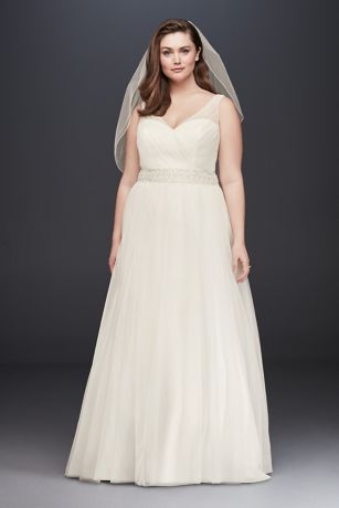 Tank Lace Plus Size Wedding Dress With Tulle Skirt Davids Bridal 