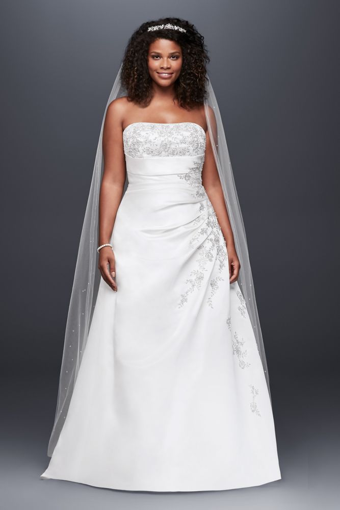 A Line Plus Size Wedding Dress With Lace Up Back Style 9v9665 