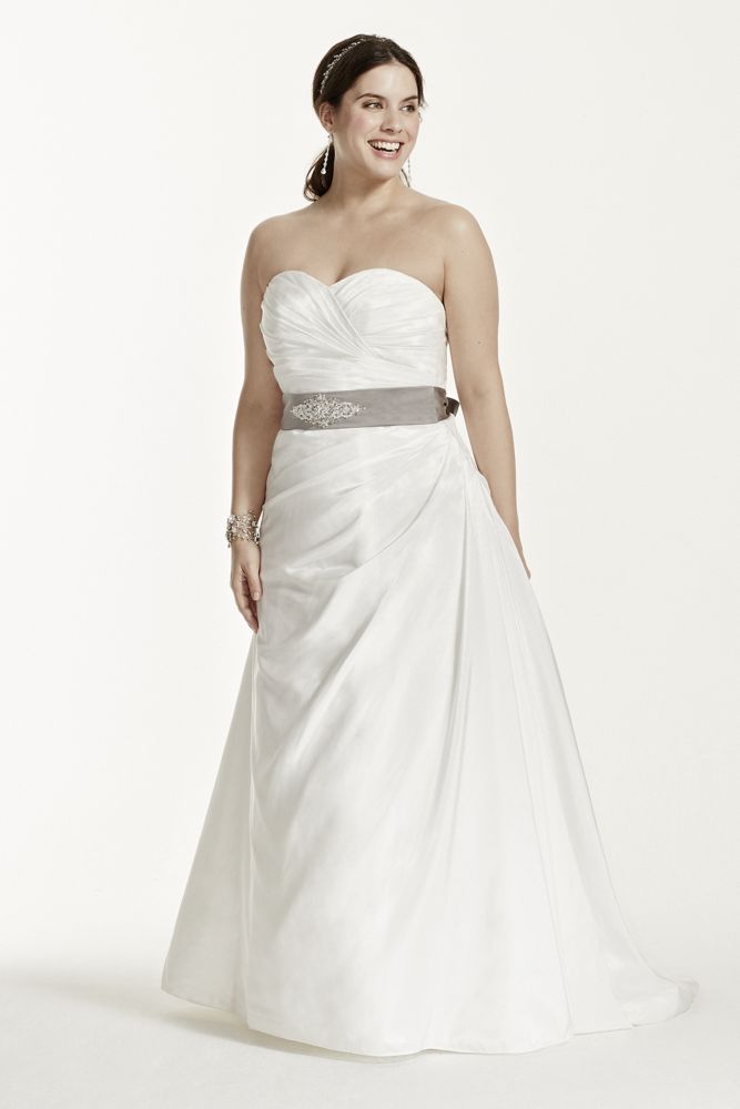 Taffeta Ruched ALine Plus Size Wedding Dress Style 