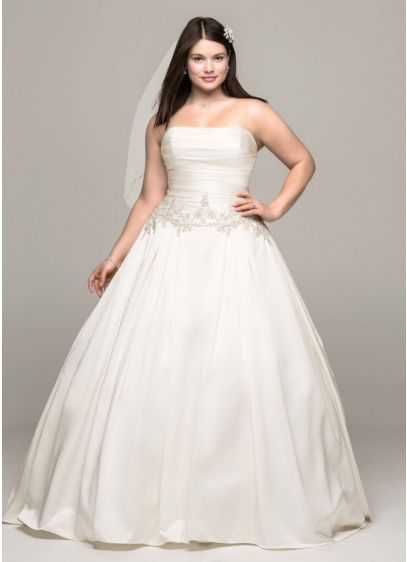 Mikado Plus Size Wedding Dress with Beaded Waist - Davids ...