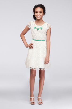 Flower Girl Lace And Tulle Spaghetti Strap Dress David S Bridal