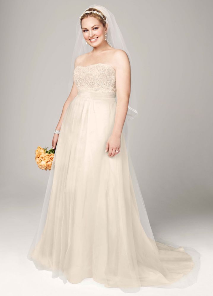 Sample Strapless A Line Beaded Lace Tulle Wedding Dress Style Ai13012661 6949