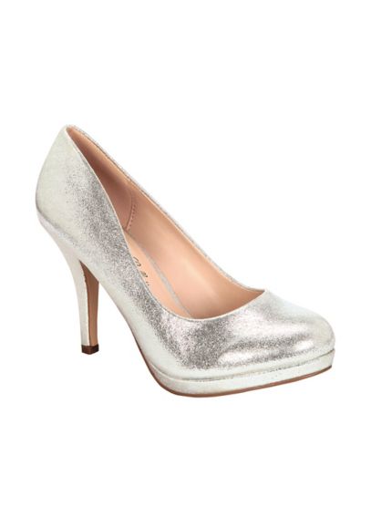 silver closed toe pumps