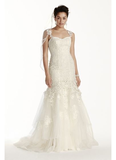 Oleg Cassini Tank Lace Mermaid Wedding Dress | David's Bridal
