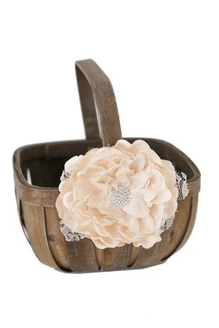 DB Exc Ivory Floral Desire Flower Girl Basket Davids Bridal