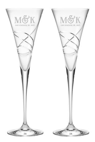 DB Excl Personalized Colored Stem Toasting Flutes David's Bridal