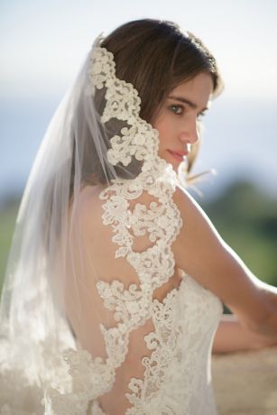 Corded Lace Cathedral Veil With Scalloped Edge 