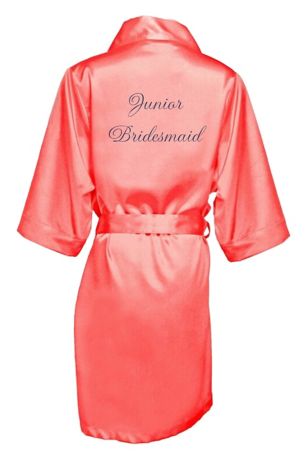 Pink Floral Flower Girl Satin Robe David's Bridal