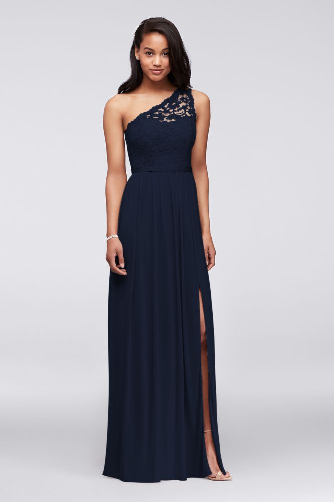 Long One Shoulder Lace Bridesmaid Dress Style F17063 | eBay