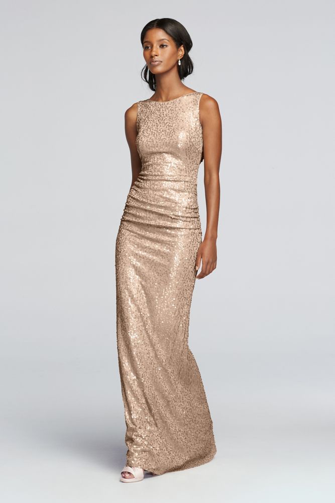 david's bridal long satin tank ball gown