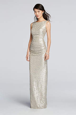 Long Silver Bridesmaid Dresses