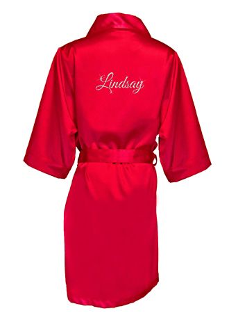 Personalized Rhinestone Mrs. Satin Robe Davids Bridal