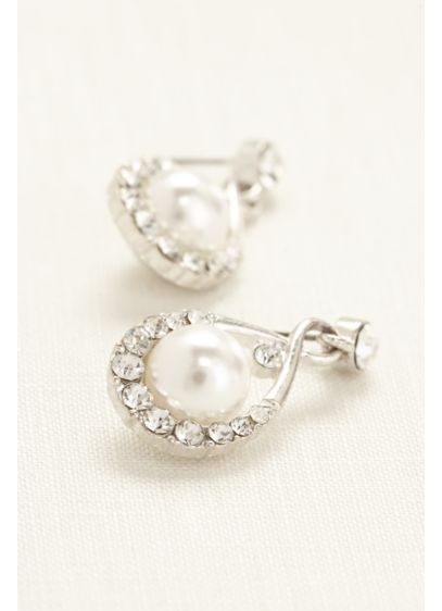 Crystal And Pearl Drop Earrings Davids Bridal