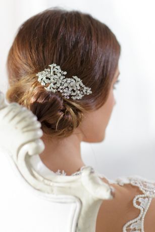 Bridal Comb With Scroll Detail, Pearls And Crystal 