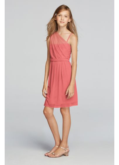 david's bridal mesh one shoulder
