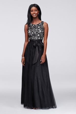 jessica howard lace bodice bow tie front gown