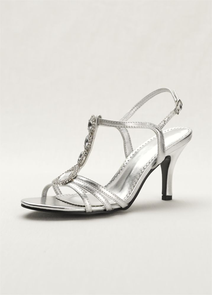 Davids Bridal Wedding And Bridesmaid Shoes T Strap High Heel Sandal With Jewel Ebay 