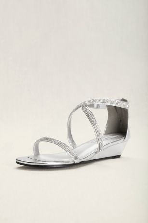 Dyeable High Heel Wedge Sandal with Beaded TStrap Davids Bridal