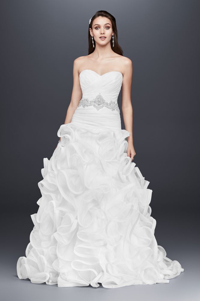 ruffled-skirt-wedding-dress-with-embellished-waist-style-swg492-ebay