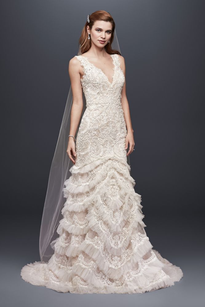 beaded-lace-wedding-dress-with-plunging-neckline-style-swg689-ebay