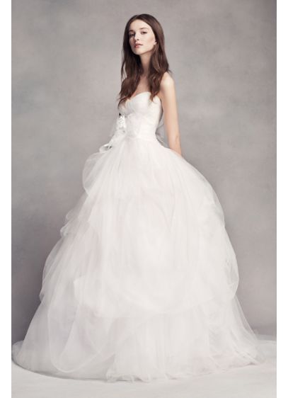 White by Vera Wang HandDraped Tulle Wedding Dress  David 