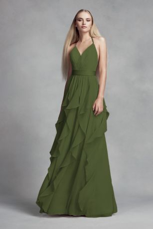 vera wang olive green bridesmaid dress