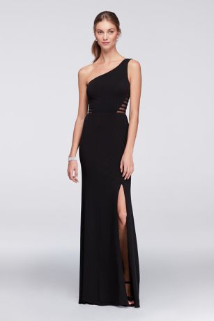 black formal one shoulder dress